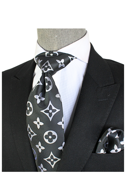 LV 4 | Black & White | Tie & Pocket Square