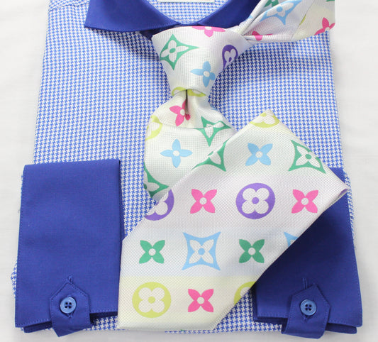 LV 5 | Multi Color White | Tie & Pocket Square