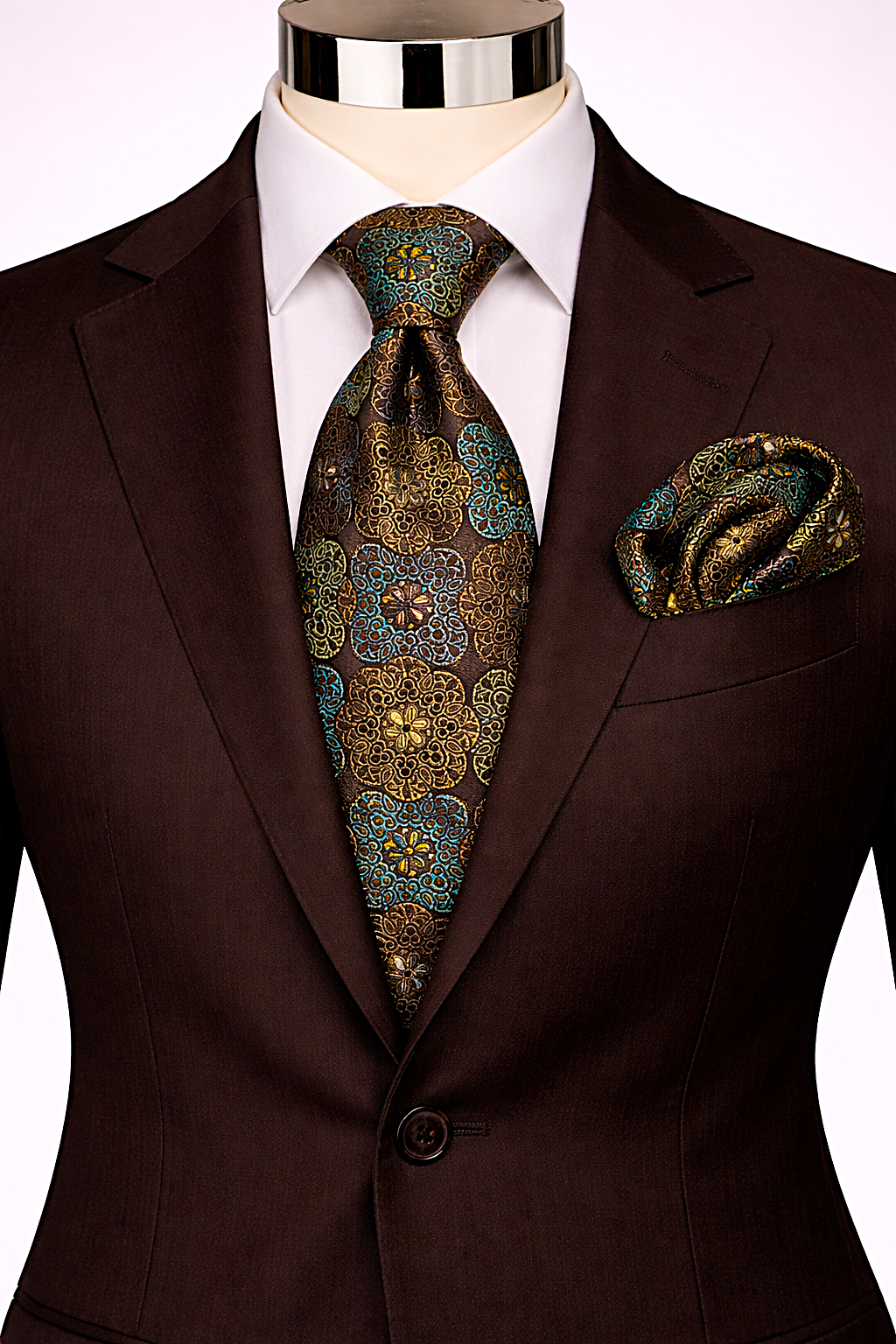 MOE 5 | BROWN & GREEN | TIE & POCKET SQAURE