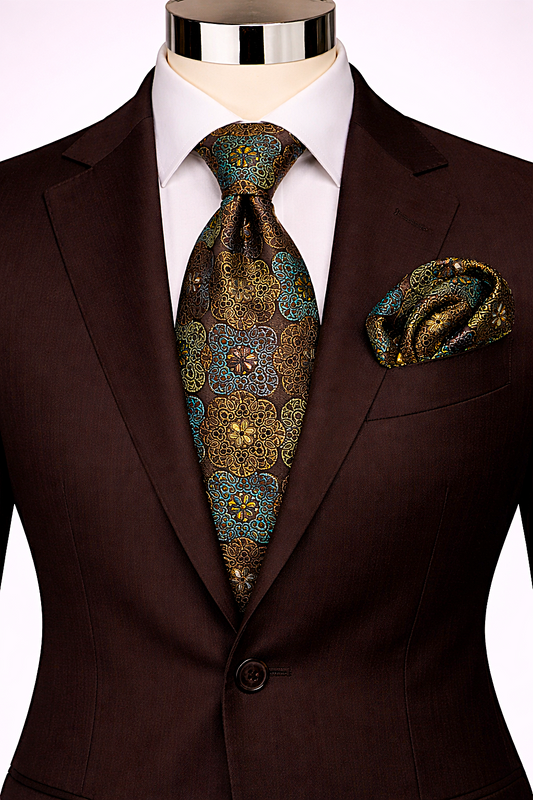 MOE 5 | BROWN & GREEN | TIE & POCKET SQAURE