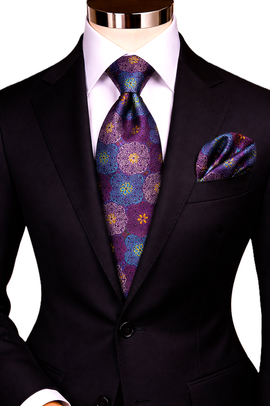 MOE 8 | MULTI COLOR BLK 2 | TIE & POCKET SQAURE