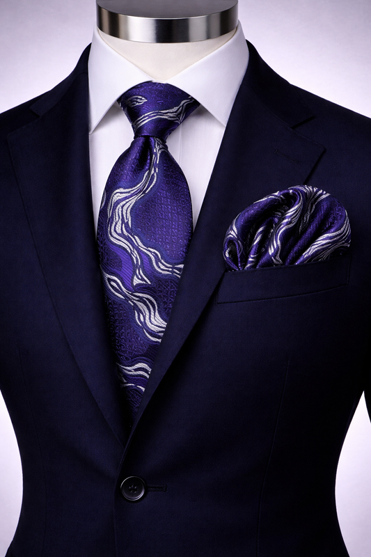 OLYMPIA 5 | PURPLE & NAVY | TIE & POCKET SQAURE