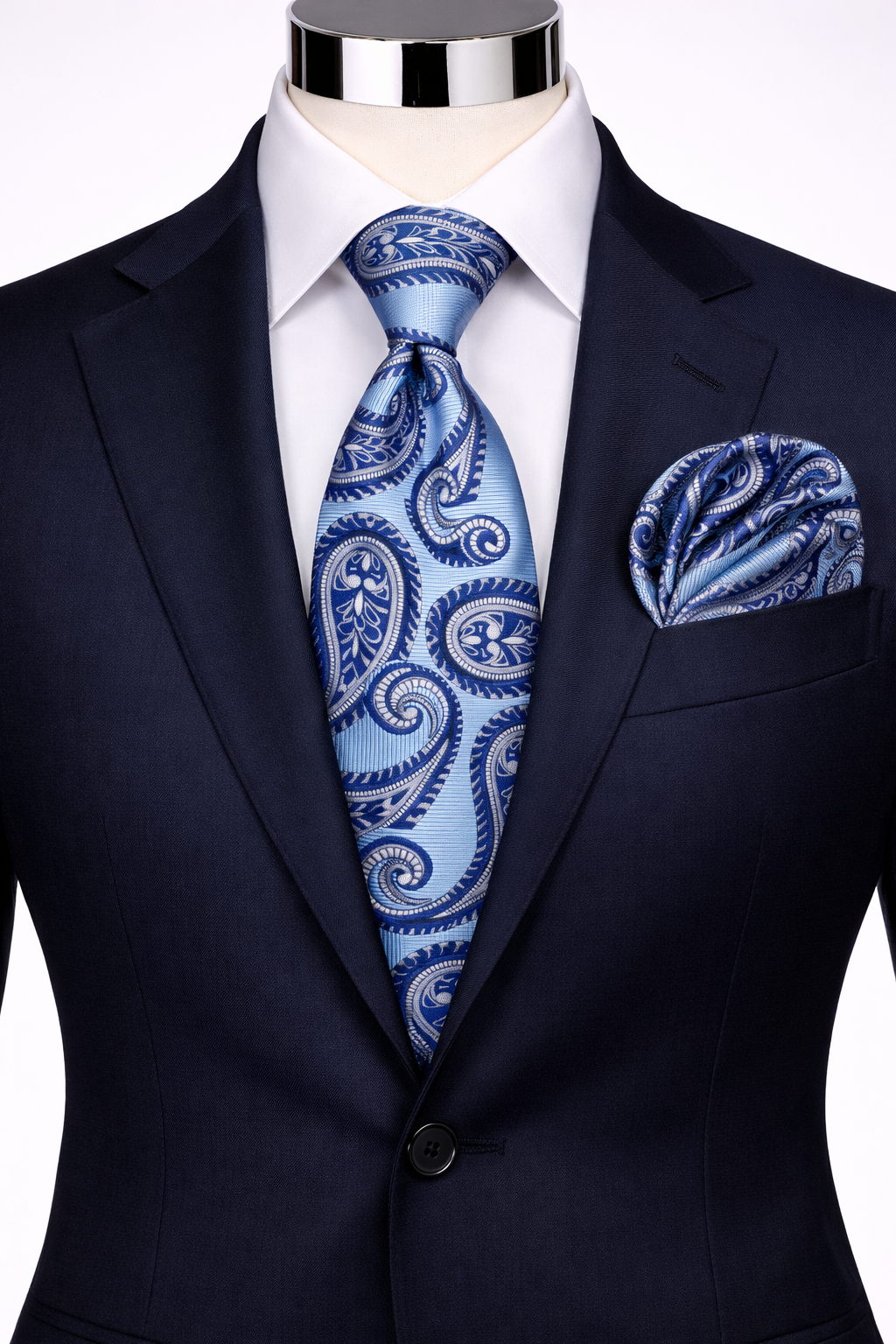 ROCCO 7 | SKY BLUE/GREY/NAVY | TIE & POCKET SQAURE