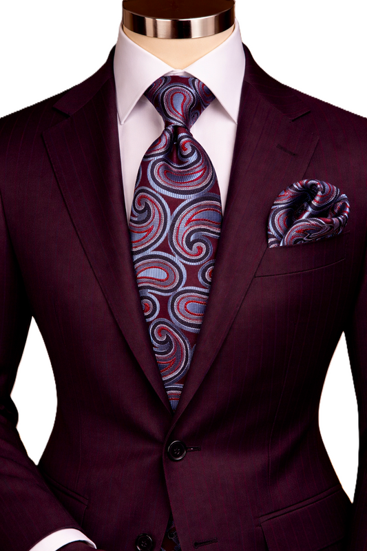 SALVATOR 10 | MAROON/BLUE/RED | TIE & POCKET SQAURE