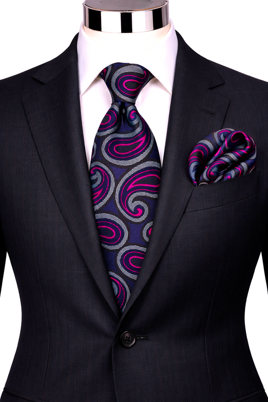 SALVATOR 2 | PURPLE/FUCHSIA/GREY | TIE & POCKET SQAURE