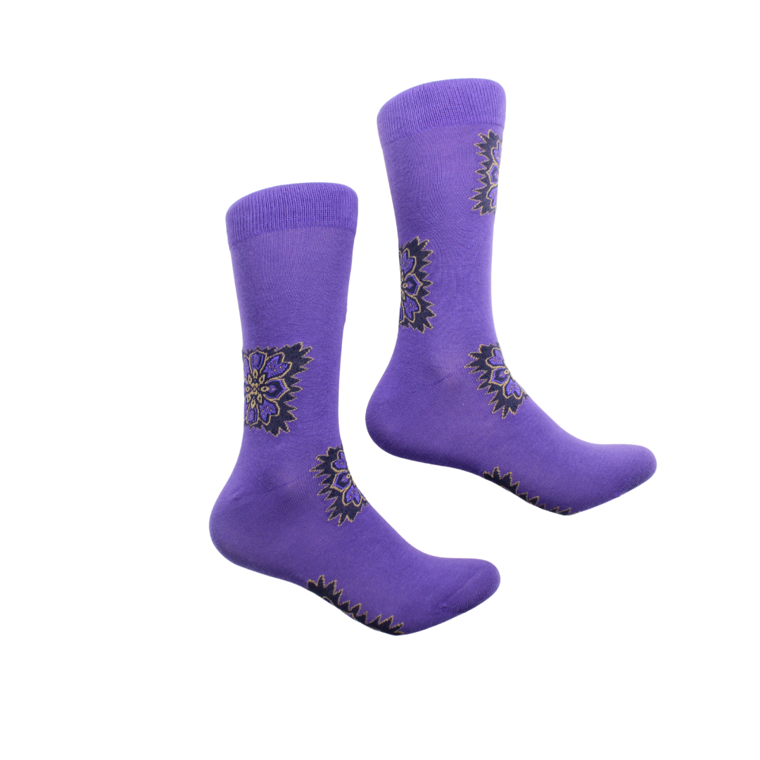 Synethic 2 | Purple & Gold  Geometric | Sock