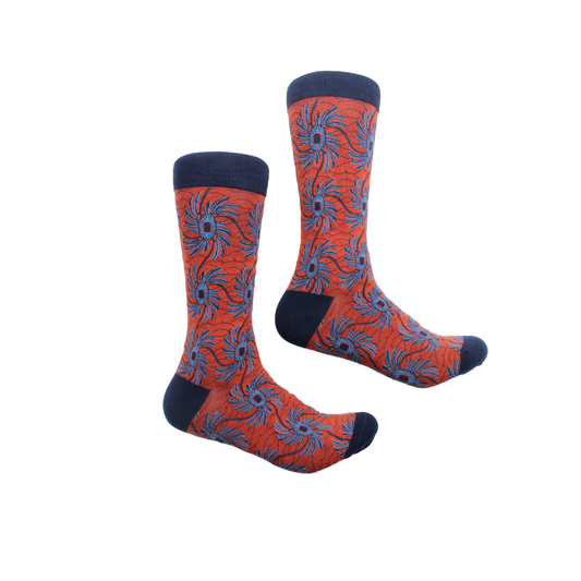 Sunwave 1 | Burnt Orange & Blue  Geometric | Sock