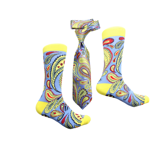 Tiger 7 | Sky Blue Paisley | Tie & Sock Combo