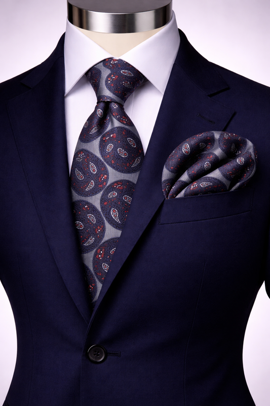VITELLI 2 | GREY | TIE & POCKET SQAURE