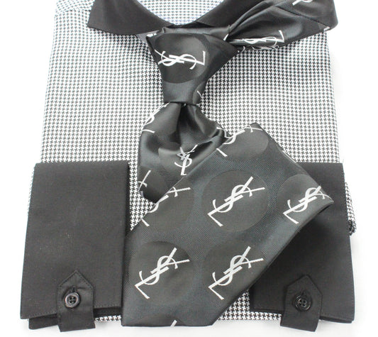 YSL 1 | Black & White | Tie & Pocket Square