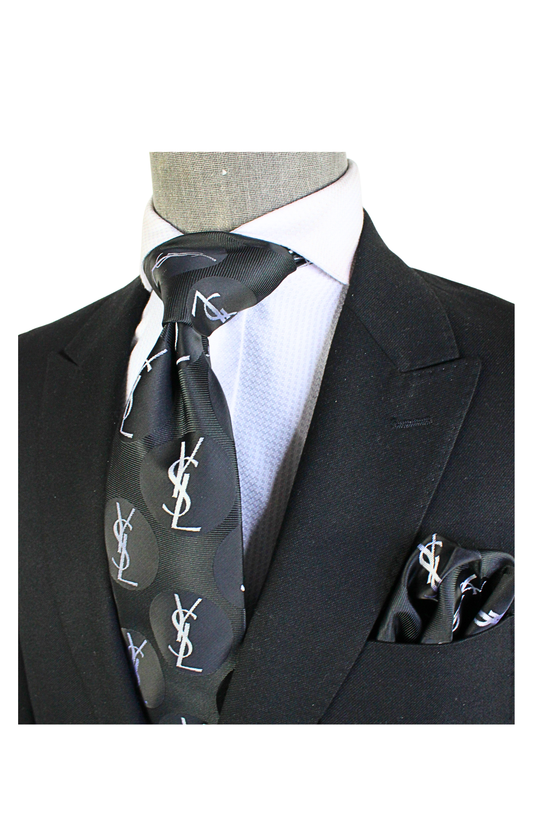 YSL 1 | Black & White | Tie & Pocket Square