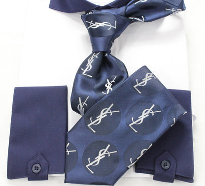 YSL 2 | Navy & White | Tie & Pocket Square