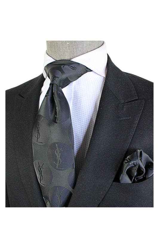 YSL Solid 2 | Black | Tie & Pocket Square