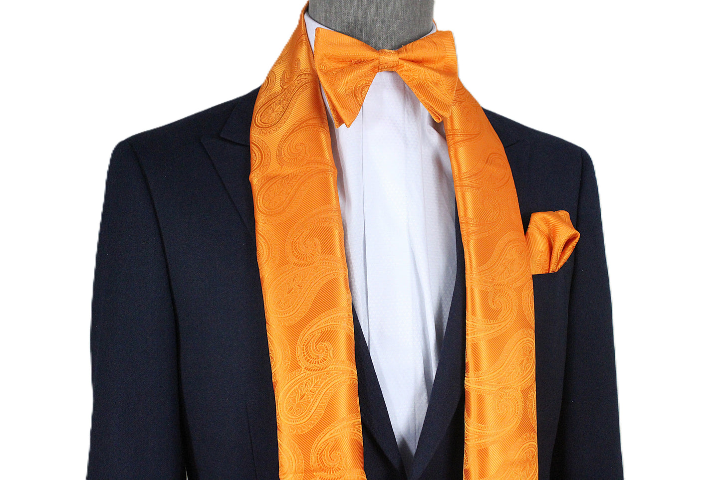 Big Ben A3 | Orange Paisley | Scarf & Bowtie Set
