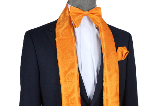 Big Ben A3 | Orange Paisley | Scarf & Bowtie Set