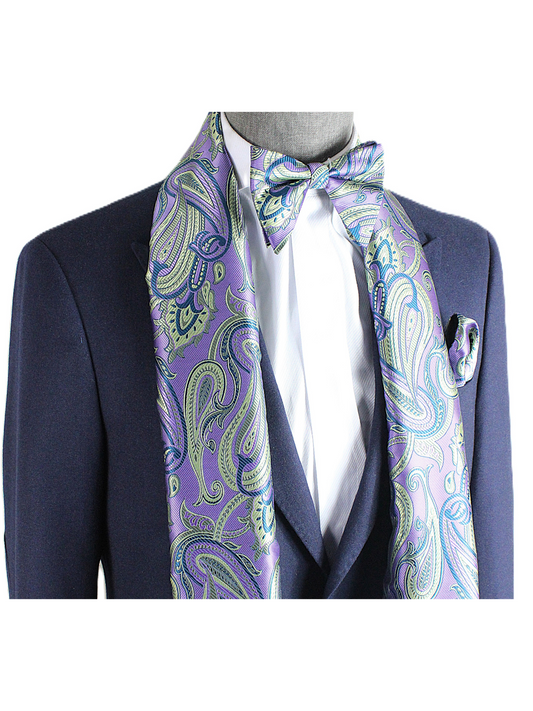 British Paisley 8 | Purple & Green Paisley | Scarf & Bowtie Set