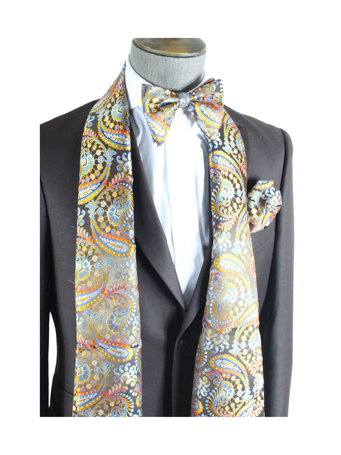 Komodo Island 5 | Brown & Orange Paisley | Scarf & Bowtie Set