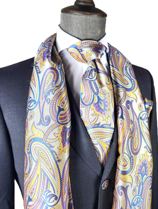 British Paisley 4 | Yellow & Blue Paisley | Single Scarf