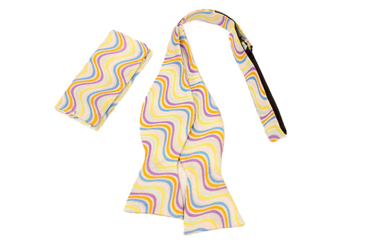 Cartwheel 4 | Multi Color White Geometric | Bowtie & Pocket Square