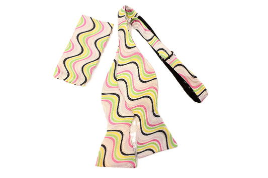 Cartwheel 5 | Multi Color White Geometric | Bowtie & Pocket Square