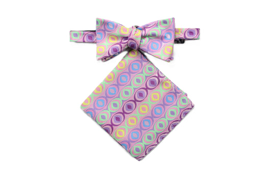 Chronicles 4 | Multi Color Pink Geometric | Bowtie & Pocket Square