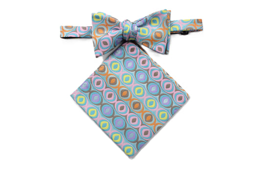 Chronicles 4 | Multi Color Pink Geometric | Bowtie & Pocket Square (Copy)