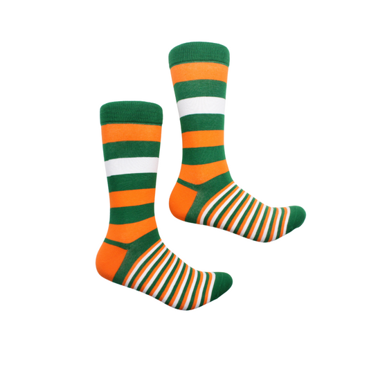 Crypto Stripe 3 | Green Orange White | Sock