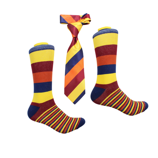 Circinus 4B | Navy Orange Wine Yellow | Tie & Sock Combo
