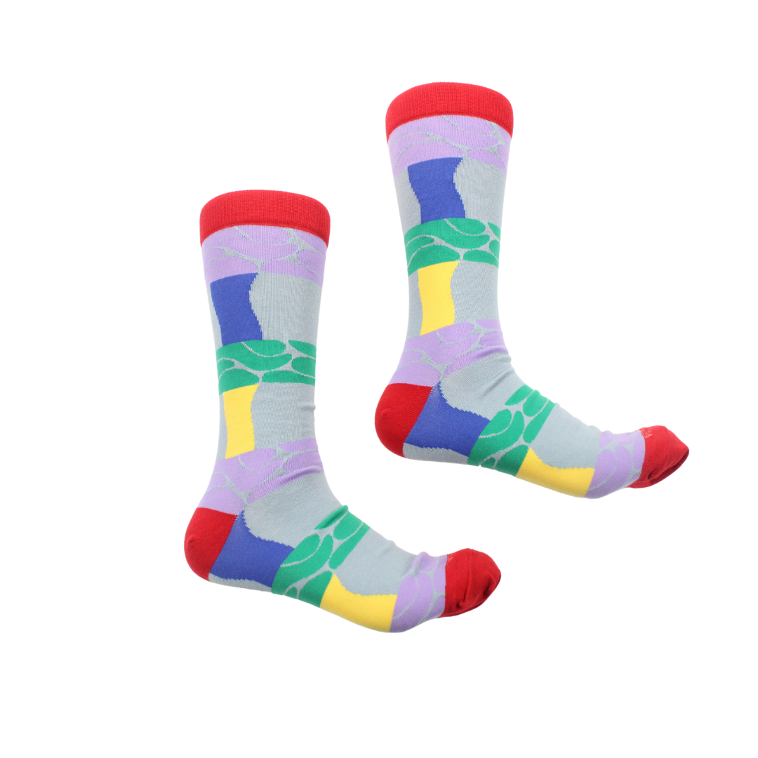 Sugar Ray 7 | Multi Color Grey Geometric | Sock