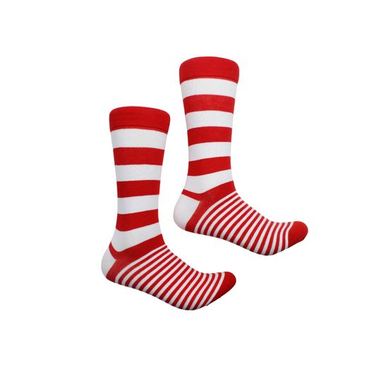 Crypto Stripe 14 | White & Red | Sock