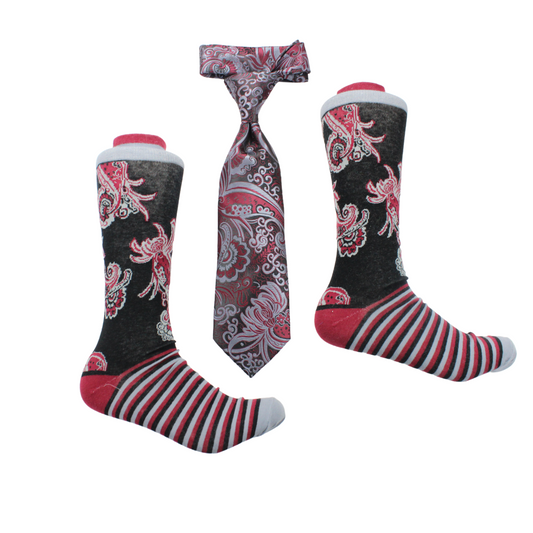 Sushiswap 2 | Black & Wine Paisley Floral | Tie & Sock Combo