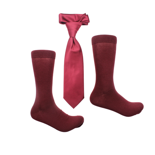 Comic B4 | Wine Solid | Tie & Sock Combo