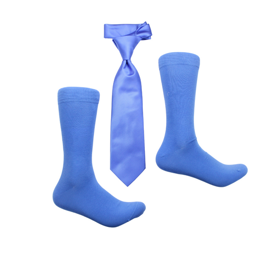Comic B8 | Blue Solid | Tie & Sock Combo