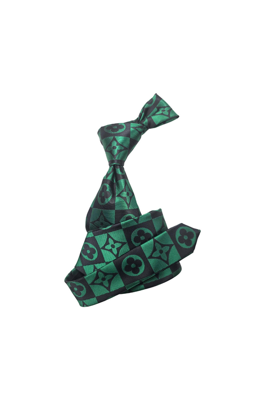 LV Square 11 | Green & Black | Tie & Pocket Square