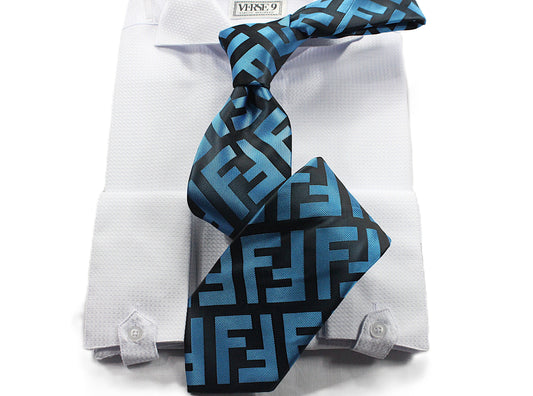 FF B6 | Aqua | Tie & Pocket Square