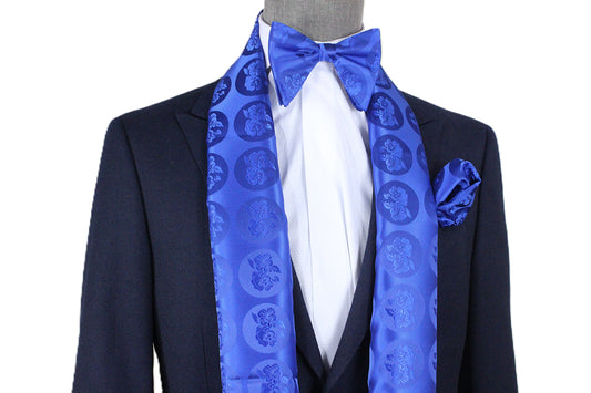 Floral Solid A6 | Royal Blue Floral | Scarf & Bowtie Set