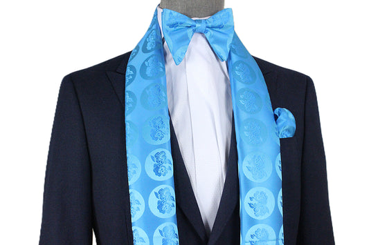 Floral Solid B8 | Aqua Floral | Scarf & Bowtie Set
