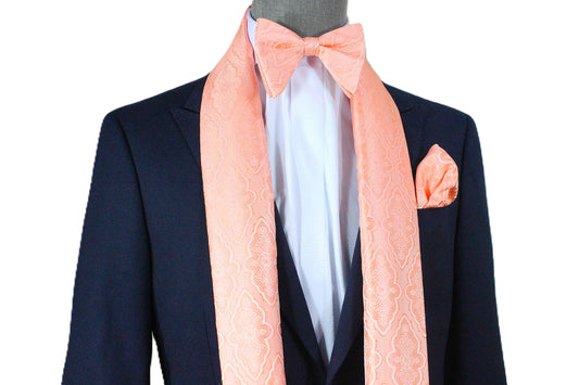 Geo Solid A5 | Coral Geometric | Scarf & Bowtie Set