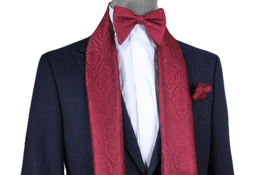 Geo Solid B6 | Wine Geometric | Scarf & Bowtie Set