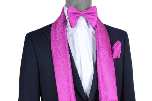 Geo Solid B7 | Fuchsia Geometric | Scarf & Bowtie Set