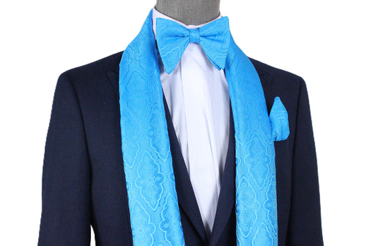 Geo Solid B8 | Aqua Geometric | Scarf & Bowtie Set