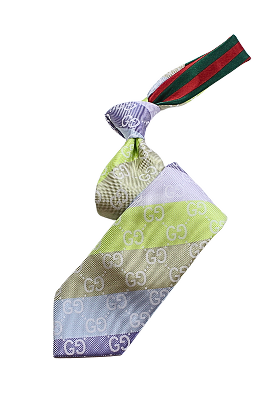 GG Stripe A4 | Lavender/Green/Taupe/Sky | Tie & Pocket Square