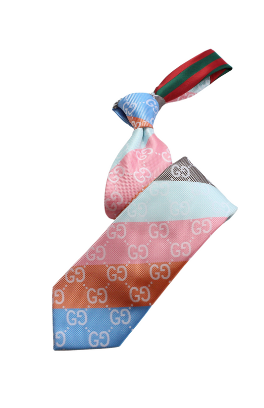 GG Stripe A2 | Brown/Orange/Coral/Teal | Tie & Pocket Square