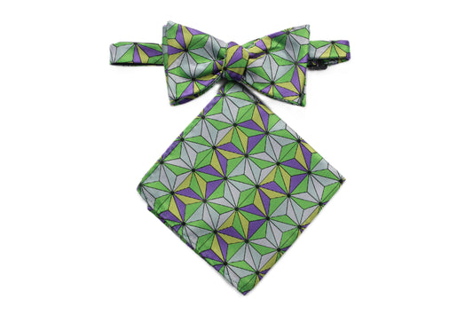 Isaiah 1 | Lime Purple & Yellow Geometric | Bowtie & Pocket Square