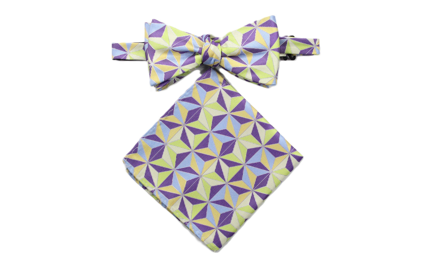 Isaiah 7 | Mint Green Purple & Yellow Geometric | Bowtie & Pocket Square