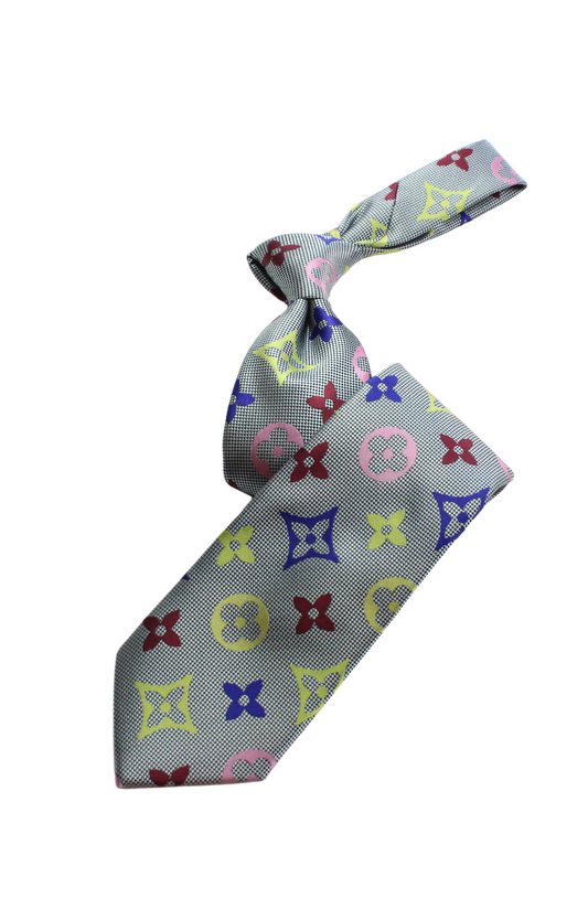 LV Multicolor B10 | Grey 2 | Tie & Pocket Square