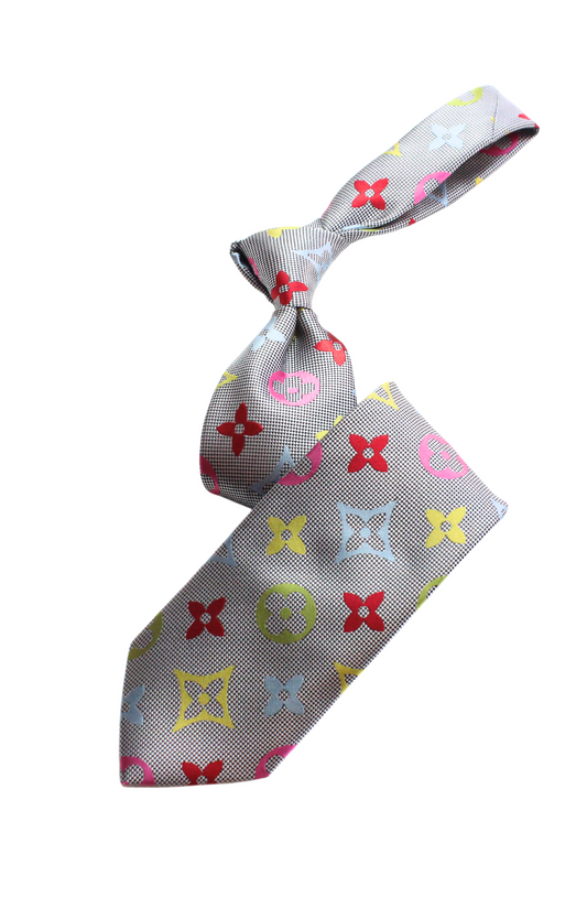 LV Multicolor B4 | Silver | Tie & Pocket Square