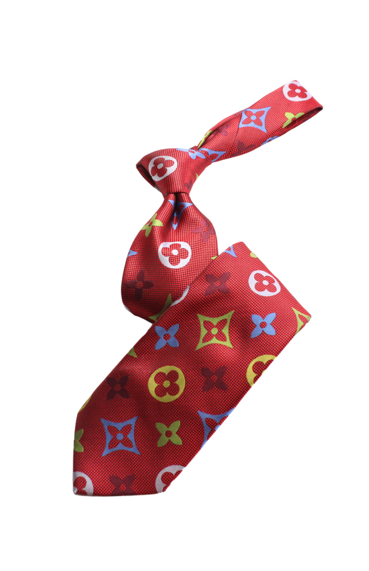 LV Multicolor B5 | Red | Tie & Pocket Square