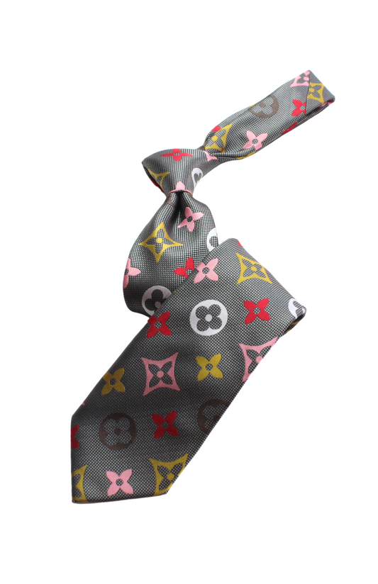 LV Multicolor B6 | Grey | Tie & Pocket Square