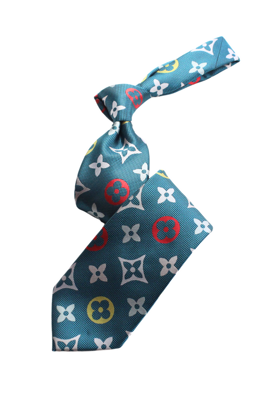 LV Multicolor B1 | Turquoise | Tie & Pocket Square